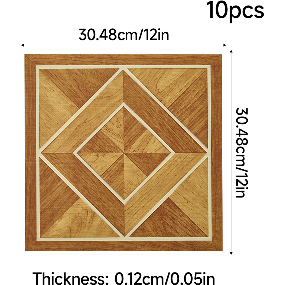 Living and Home Parquet Brown Square Self-Adhesive PVC Flooring Tile 10 Pack Image 9