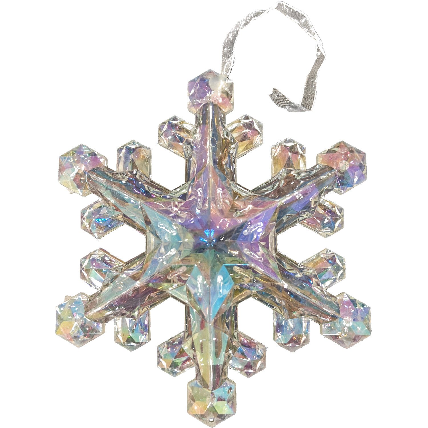 Set of 2 Iridescent Snowflake Decoration Image