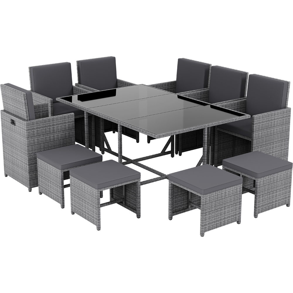 GARDEN VIDA Cuba 10 Seater Grey PE Rattan Garden Dining Set with Cover Image 2
