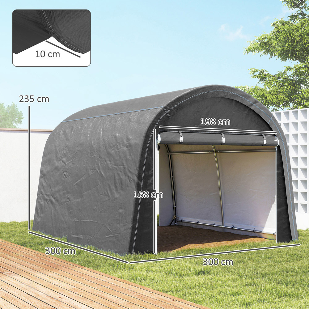 Outsunny 9.8 x 9.8ft Grey Heavy Duty Garden Storage Shed Image 9