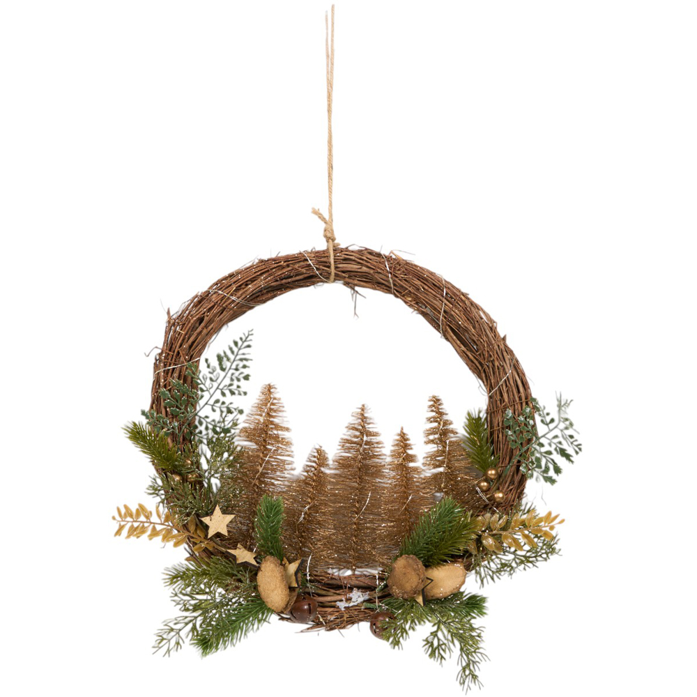 LED Tree Hanging Wreath - Brown Image 2