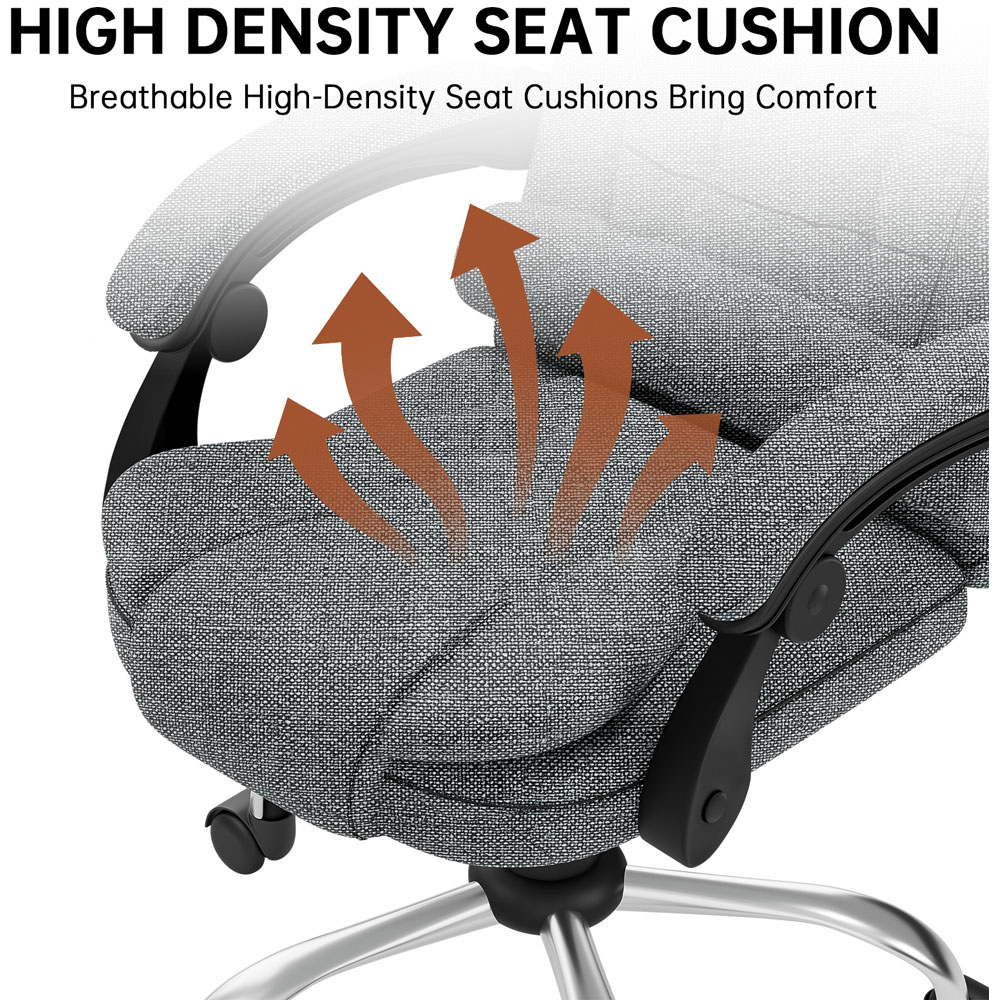 Rattrix Light Grey Height Adjustable Swivel Office Chair with Large Padded Seat Image 5