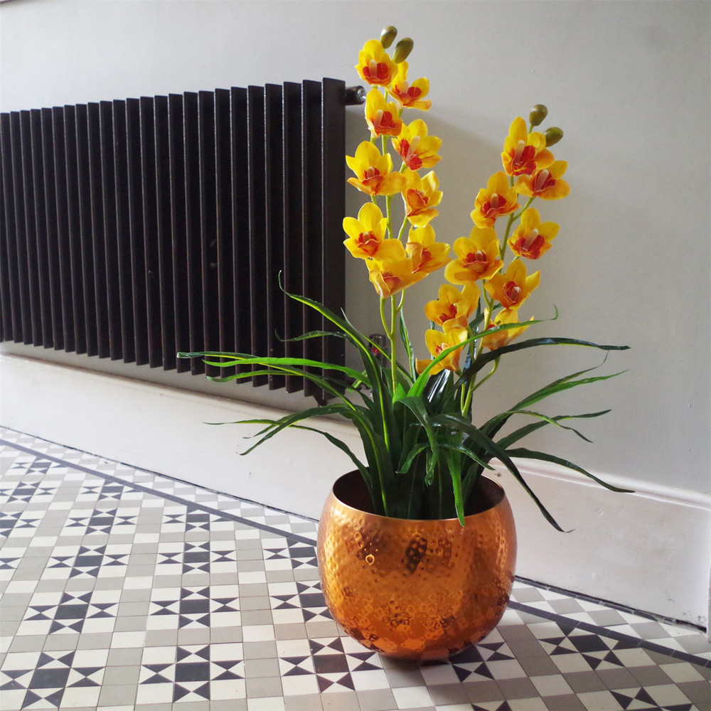 Leaf Yellow Orchid Flower Artificial Plant 90cm Image 2