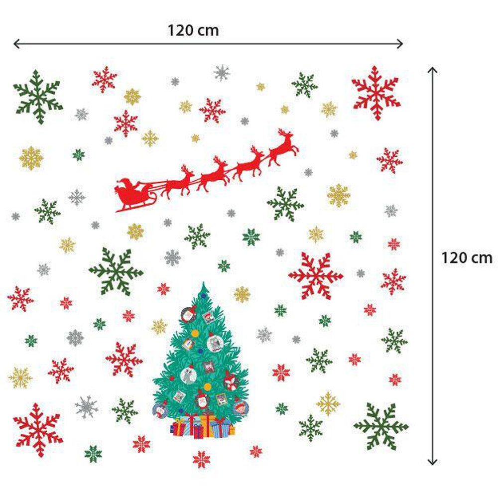 Walplus Santa Claus Snowflakes and Christmas Tree Self Adhesive Wall Sticker 76 Piece Image 5