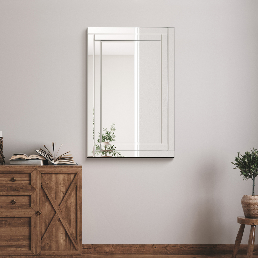 Luxford Bevelled Double Framed All Glass Mirror 90 x 60cm Image 2