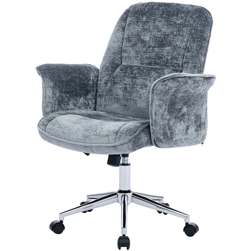 Living and Home Blue Chenille Height Adjustable Swivel Office Chair Image 2