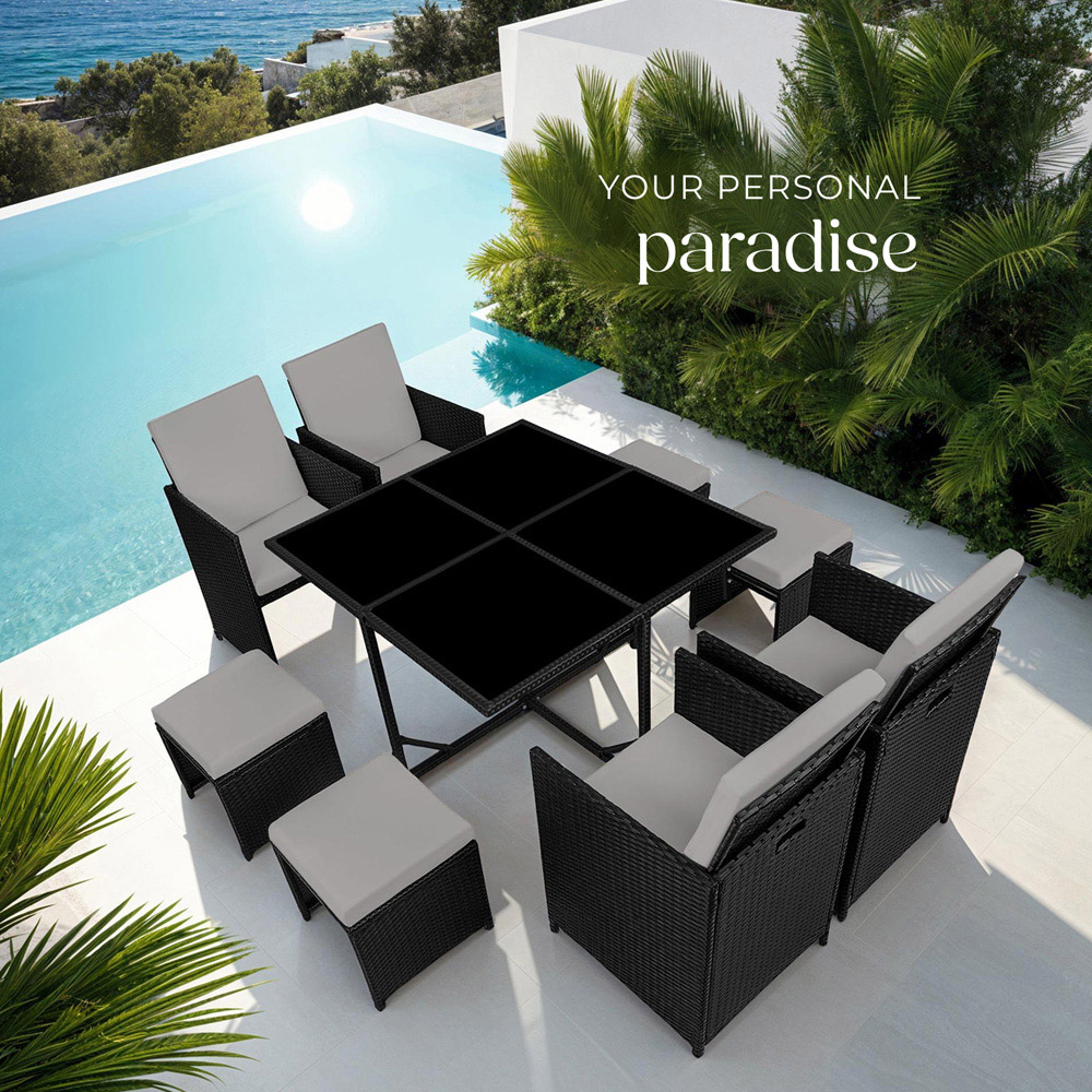 tectake Bilbao 8 Seater Garden Dining Table with Rain Cover Black and Grey Image 8