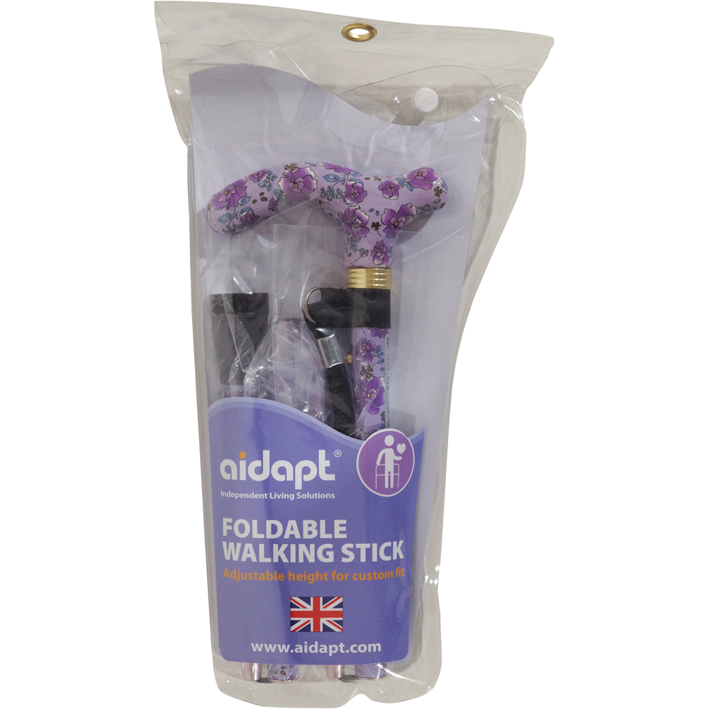 Aidapt Purple Blossom Folding Walking Stick Image 3