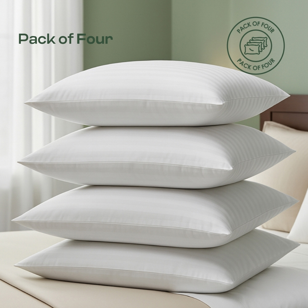 MHG Living Soft Medium Striped Microfibre Pillow 4 Pack Image 2