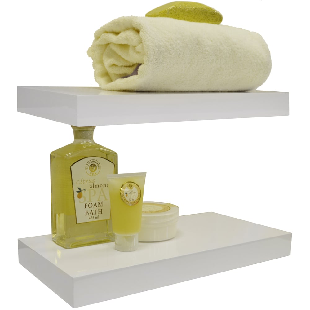 Watsons 40cm Set of 2 White Floating Shelf Image 2