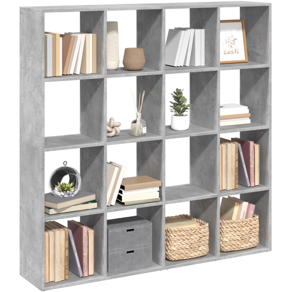vidaXL 16 Shelf Concrete Grey Bookcase Image 4