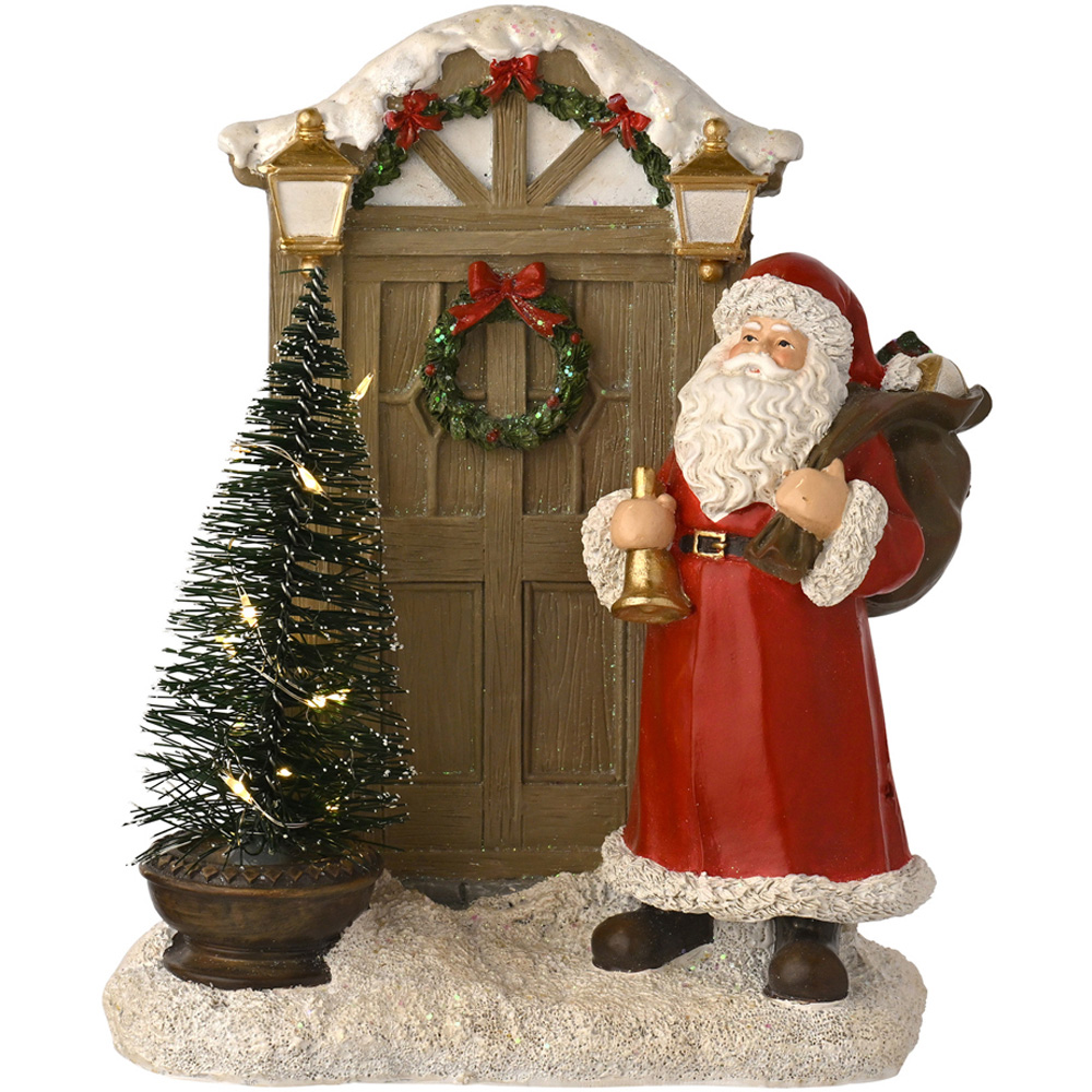 The Seasonal Gift Co Regal Tidings LED Santa At The Door Christmas Scene Decoration 22cm Image 3