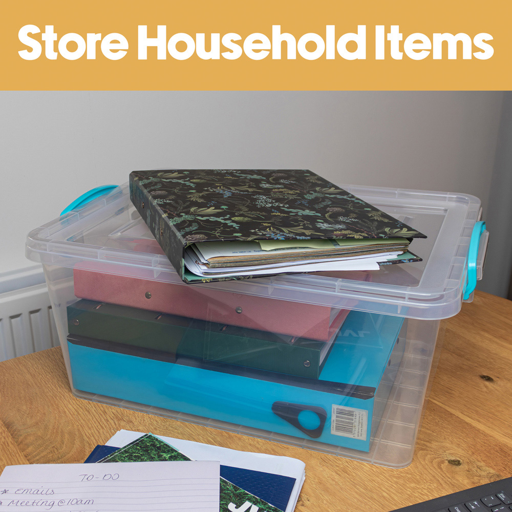 JVL 25L Clear Plastic Stackable and Nestable Storage Box with Clip Lid 3 Pack Image 5