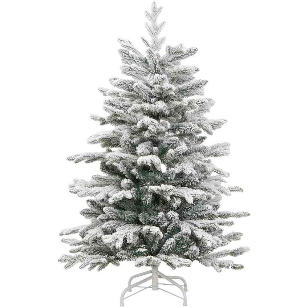 vidaXL Pre-Lit Black Baubles White Artificial Snow Flocked Christmas Tree 5ft Image 5