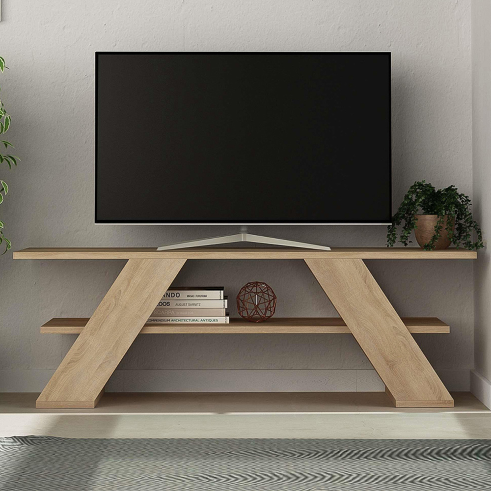 Decortie Farfalla Single Shelf Oak Modern TV Unit Image 1
