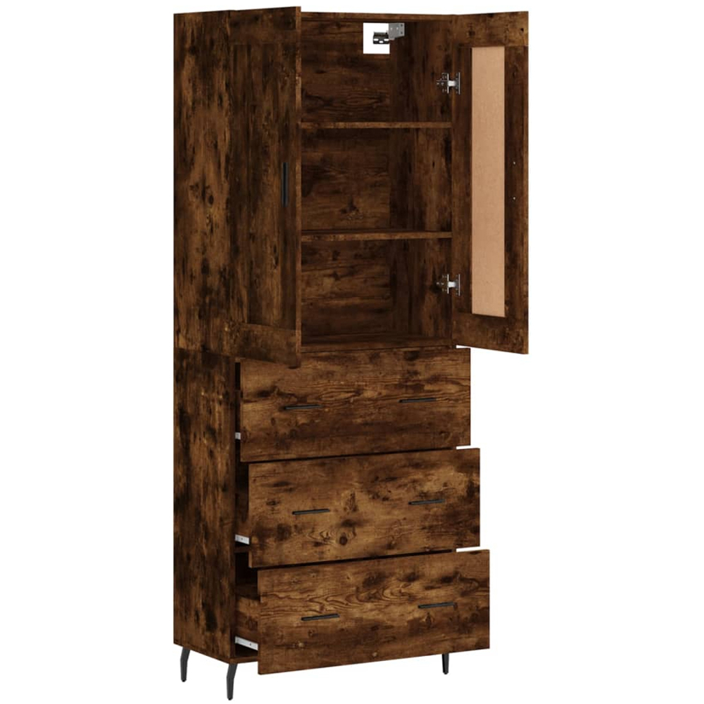 vidaXL 2 Door 3 Drawer Smoked Oak Highboard Image 4