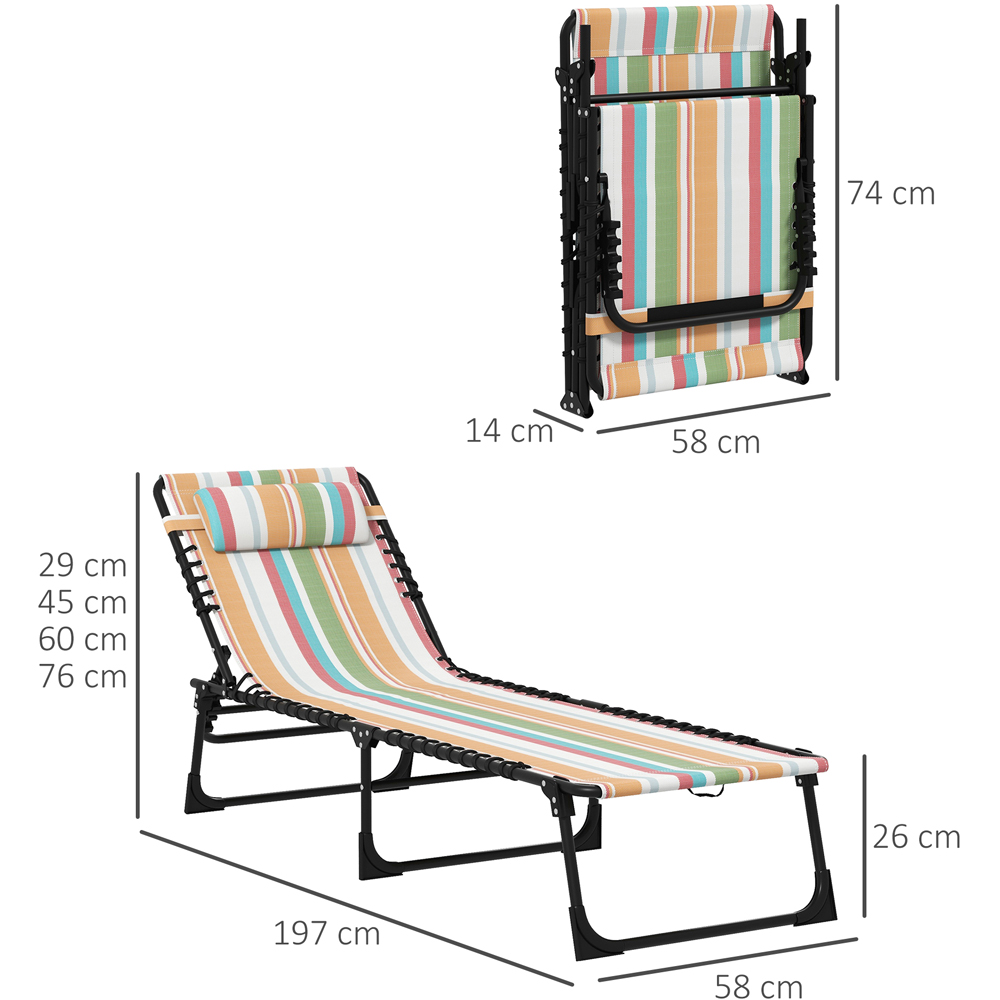 Outsunny Set of 2 Multicolour Foldable Cot Sun Lounger Image 8