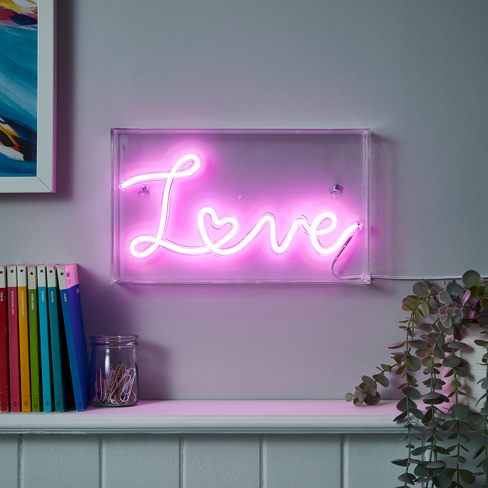 Glow Love Neon Pink Acrylic Light Box Image 5