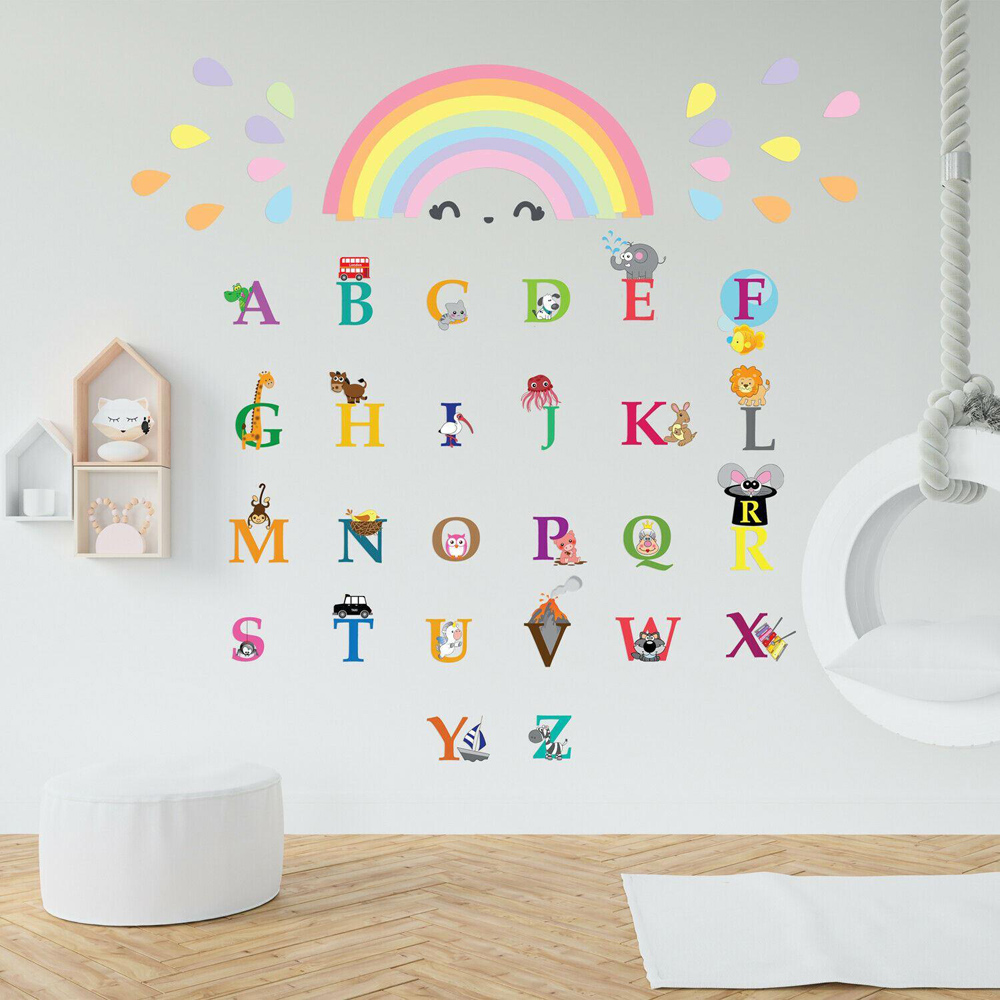 Walplus Colourful Alphabets and Rainbow Kids Bedroom Self Adhesive Wall Stickers Image 1