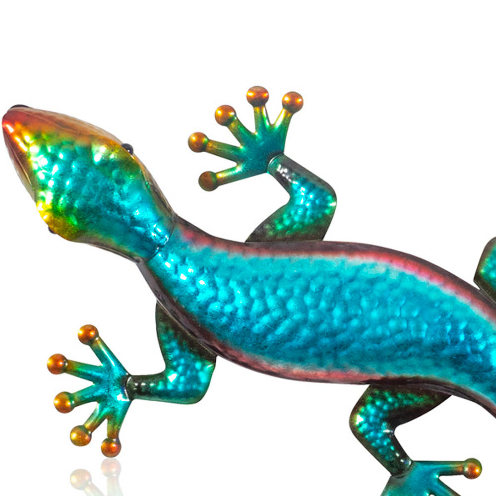 St Helens Multicolour Metal Gecko Garden Wall Ornament Image 3