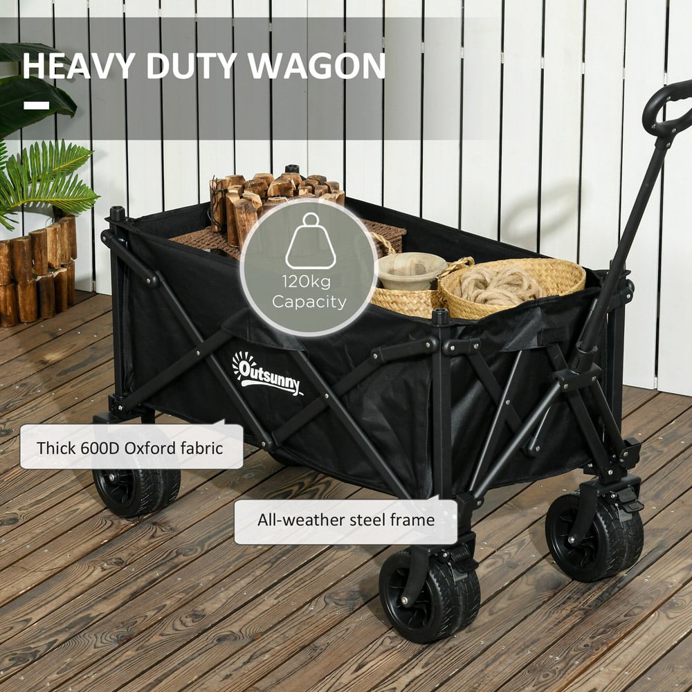 Outsunny Black Folding Garden Trolley 120kg Image 6