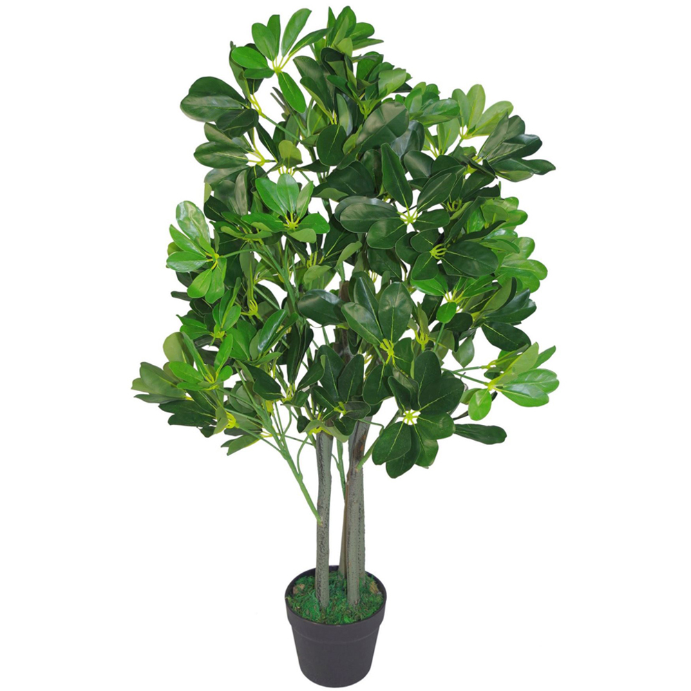 Leaf Dark Green Ficus Umbrella Artificial Tree Pot Plant 3.1ft Image