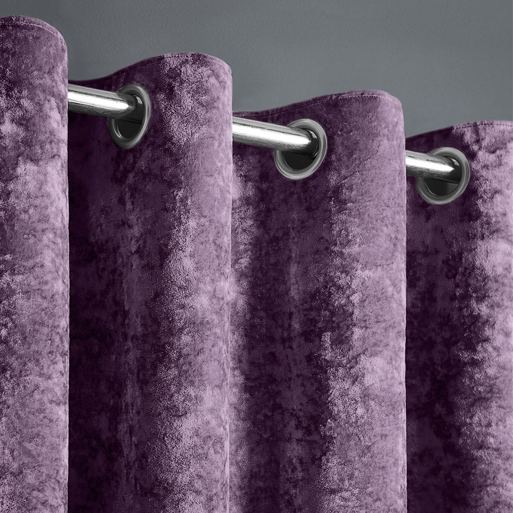 Intimates Mauve Plain Crushed Velvet Curtains 229X189cm Image 2
