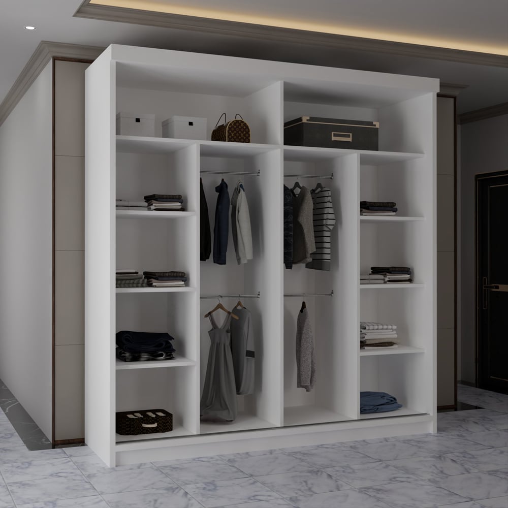 Sliding Wardrobes 4U 2 Sliding Door White Half Mirrored Wardrobe Image 4