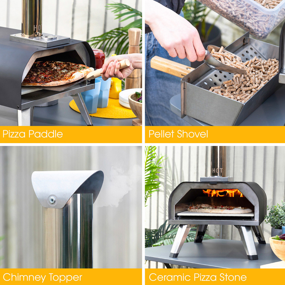 Abode Black 13 inch Wood Pellet Outdoor Pizza Oven with Paddle and Carry Bag Image 4