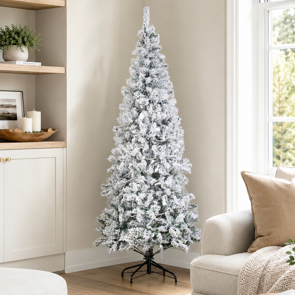 Abrihome Snow Flocked Artificial Christmas Tree with 380 Tips 5ft Image 2
