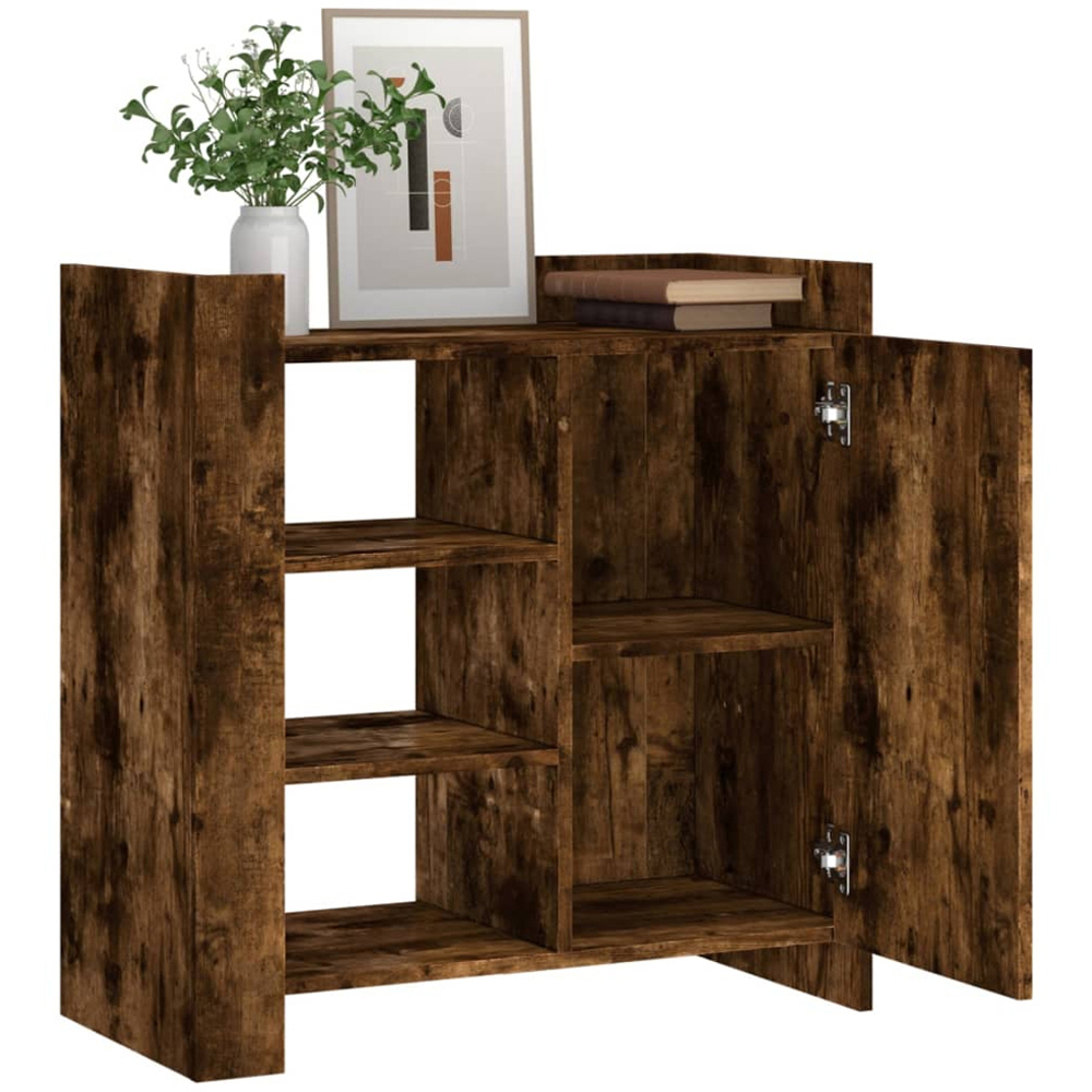 vidaXL Single Door 3 Shelf Smoked Oak Sideboard Image 3