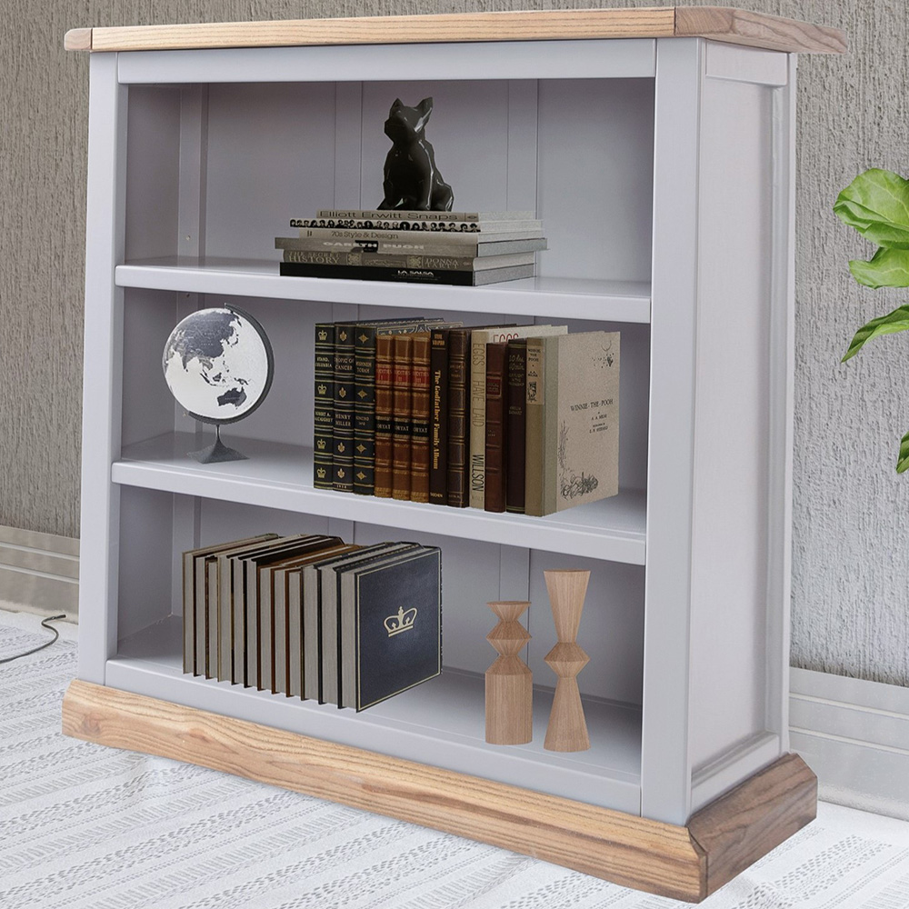 Biccari 3 Shelf Grey Bookcase Image 1
