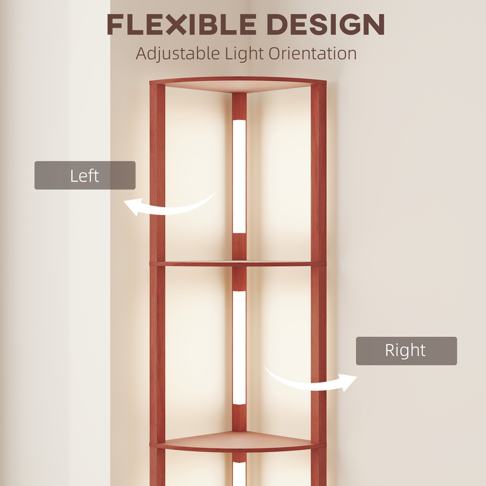 Portland 4 Shelf Brown Dimmable Warm White LED Corner Floor Lamp Image 6