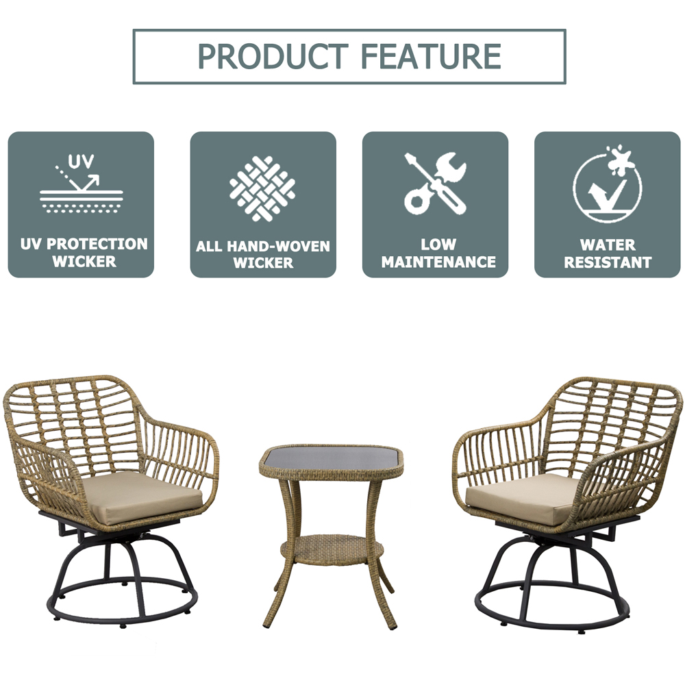 Furniture One 2 Seater Rattan Garden Swivel Lounge Set Image 6