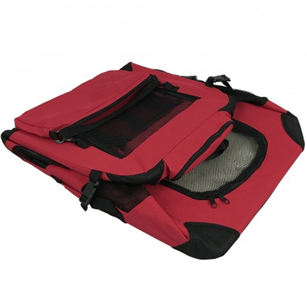 Folding Soft Crate Fabric Pet Carrier - Red - Medium Image 5