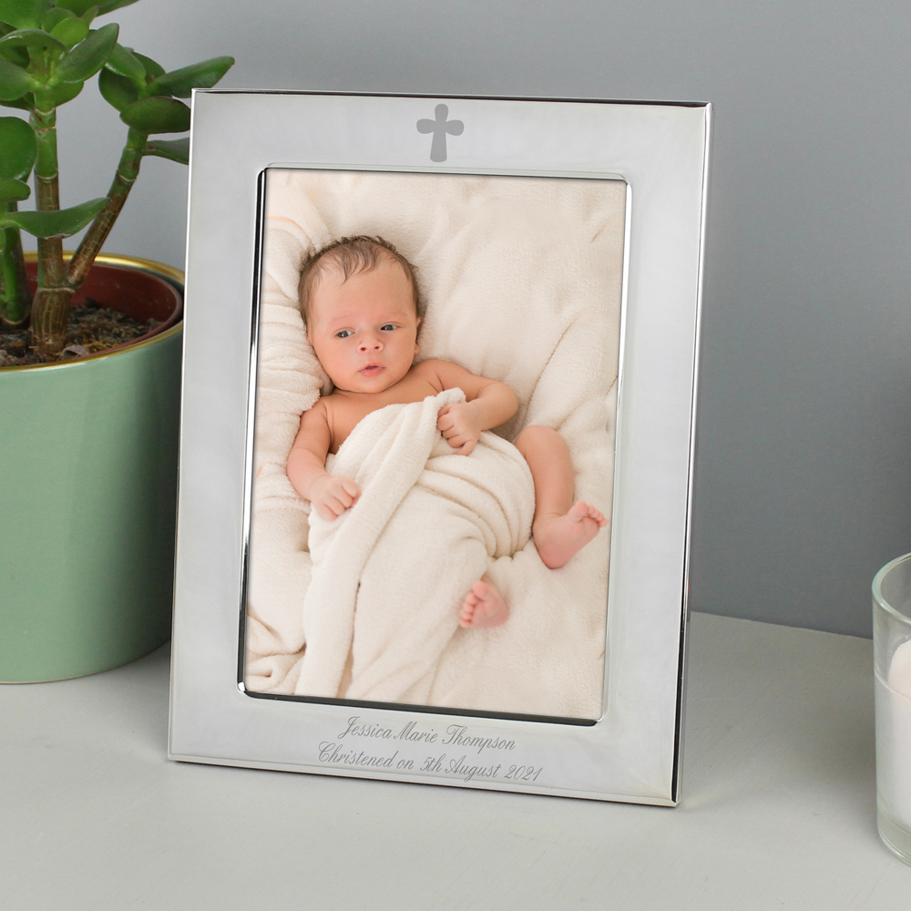 Personalised Memento Personalised Silver Plated Elegant Cross Photo Frame 6 x 4cm Image 3