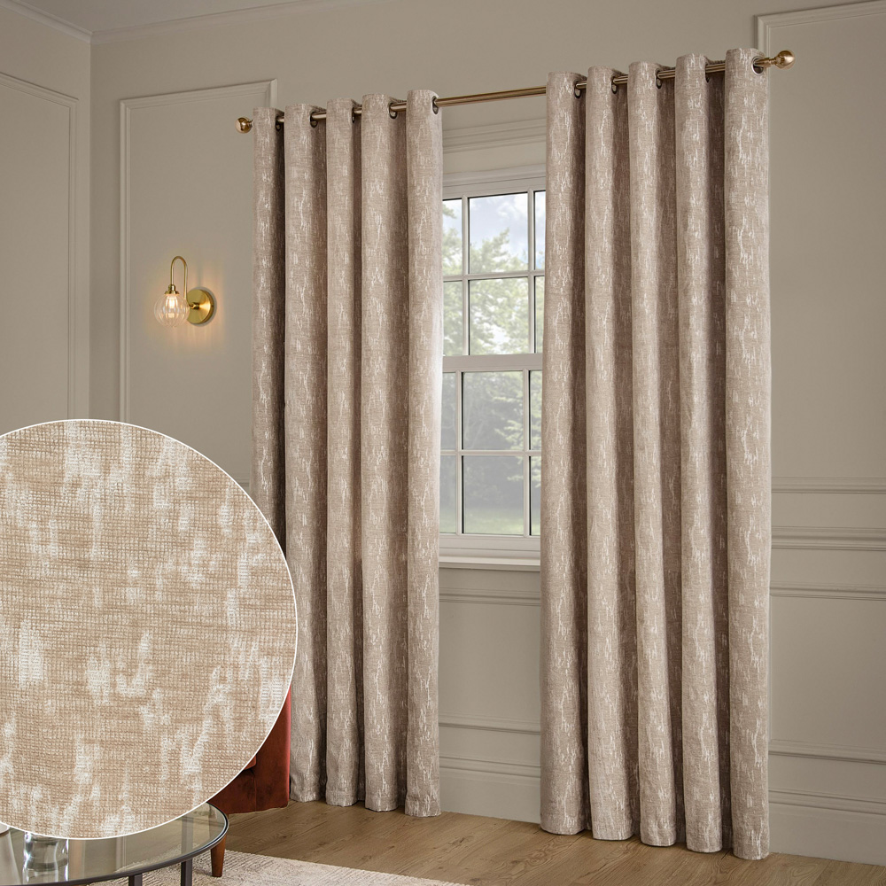 Paoletti Aurelio Mink Chenille Fully Lined Eyelet Curtains 168 x 137cm Image 2