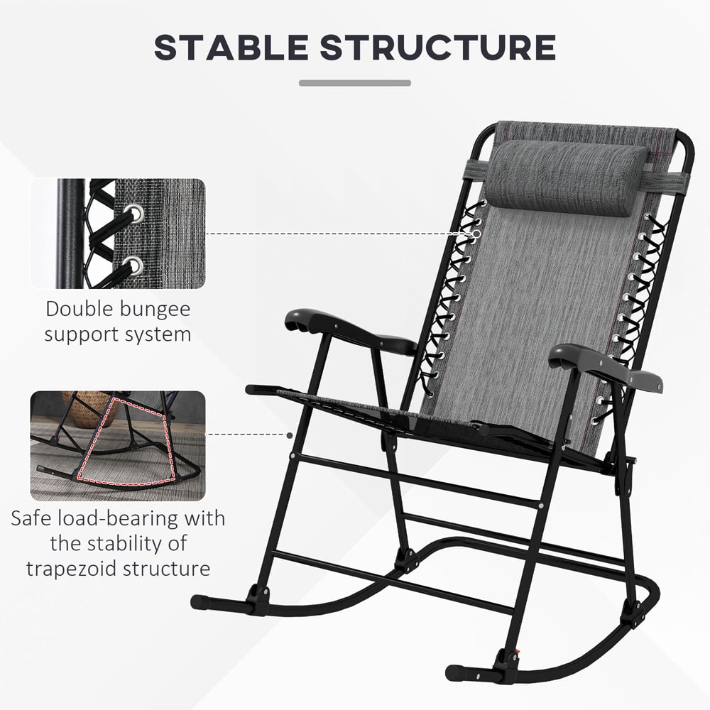 Outsunny Grey Zero Gravity Folding Rocking Chair Image 6