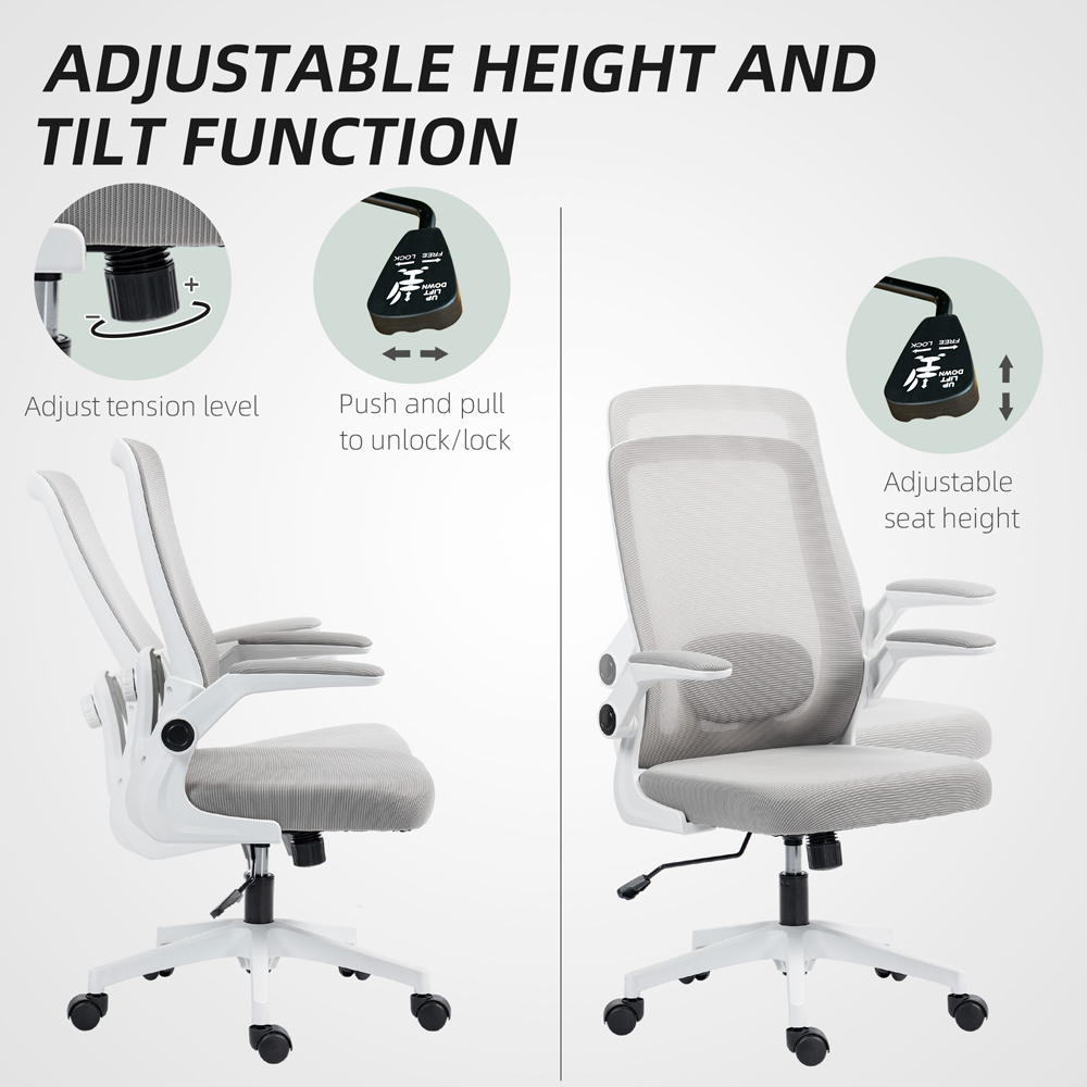 Portland Grey Mesh Tilting Office Desk Chair with Lumbar Support Image 6