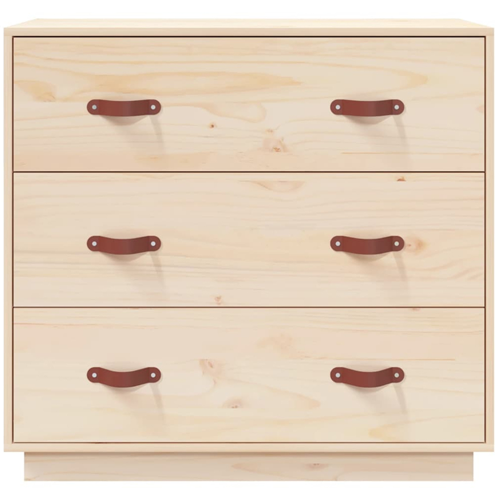 vidaXL 3 Drawer Natural Pine Wood Sideboard Image 3