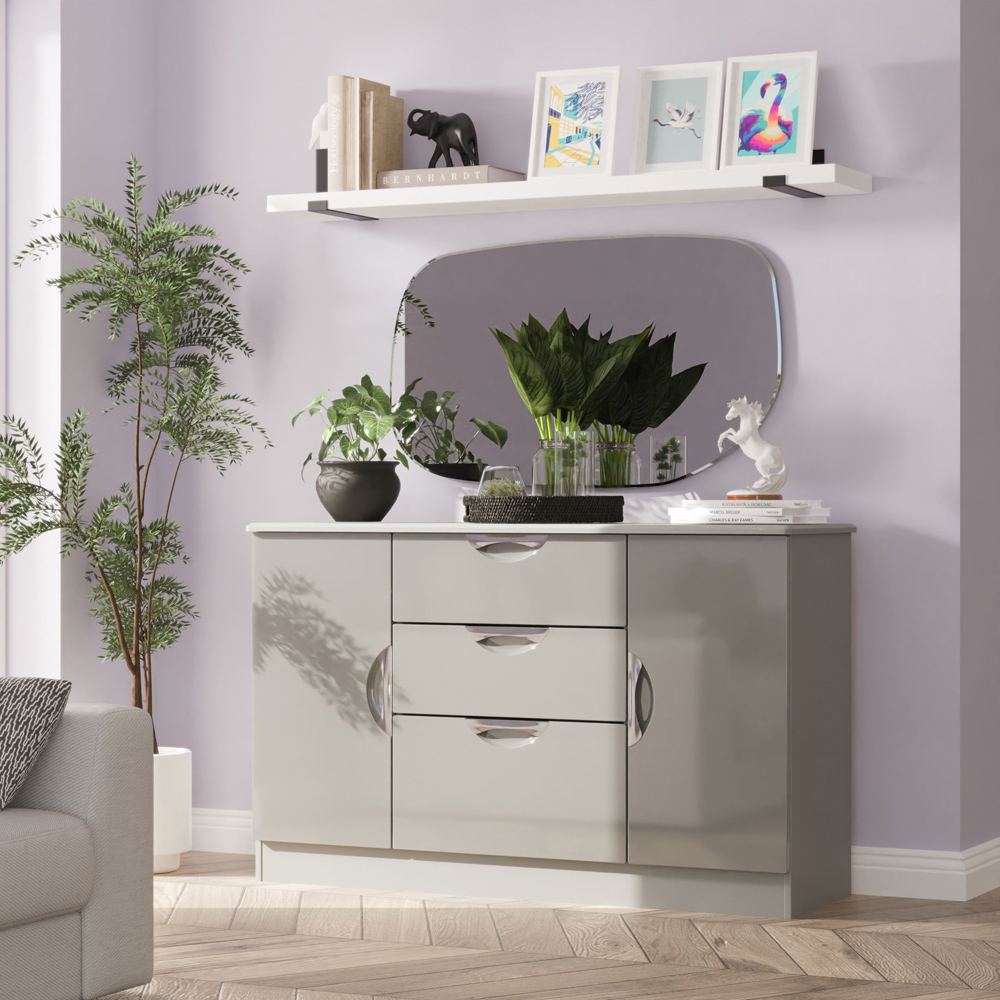 Crowndale Camden 2 Door 3 Drawer Grey Gloss and Dusk Grey Sideboard Ready Assembled Image 7