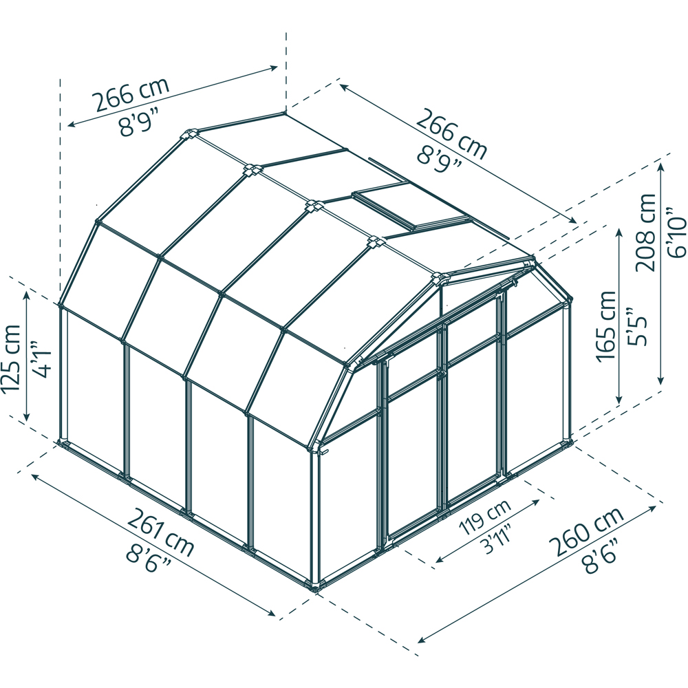 Palram Canopia Hobby Gardener 8 x 8ft Greenhouse Image 5