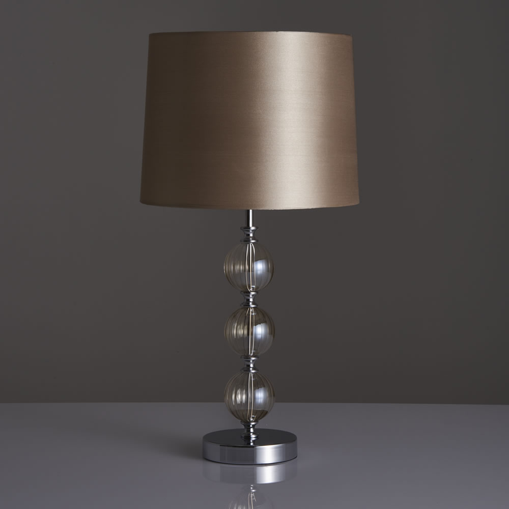 Wilko Champagne Gold Glass Table Lamp Image 1