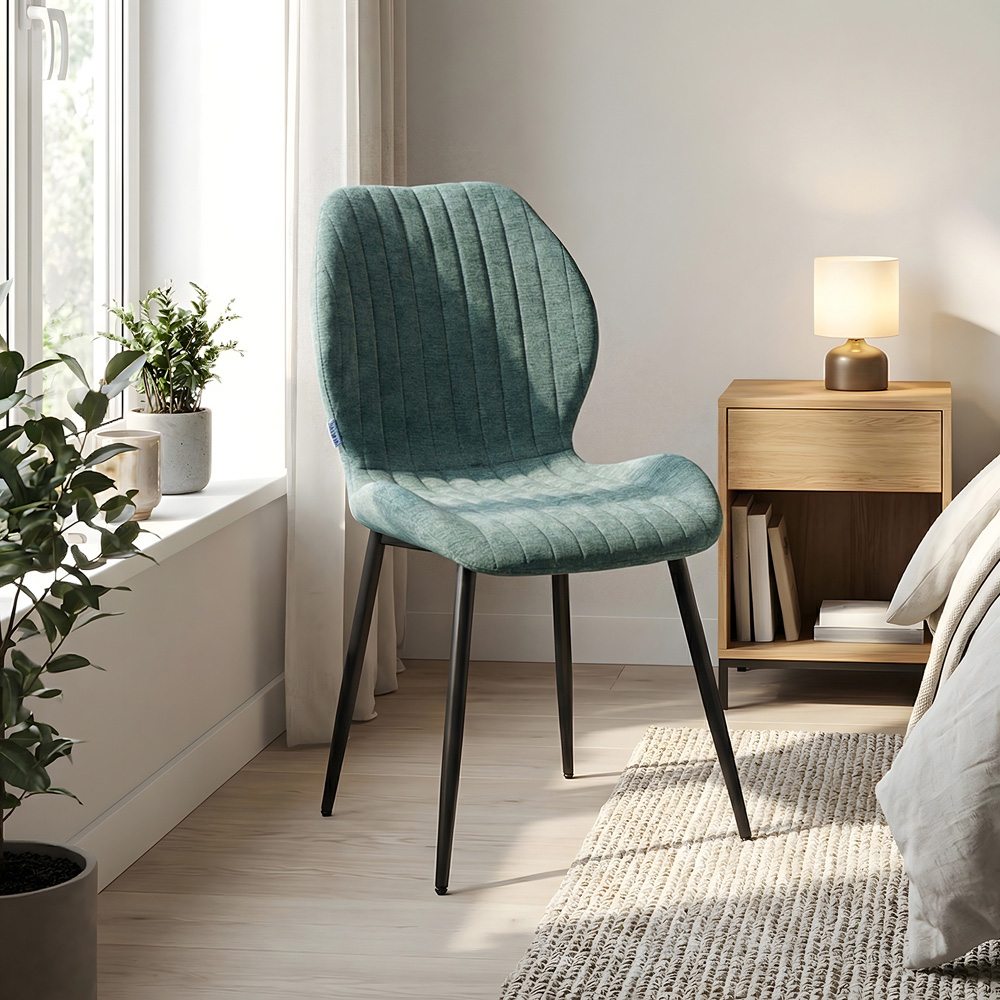 Living and Home Set of 4 Green Fabric High Back Dining Chair Image 8