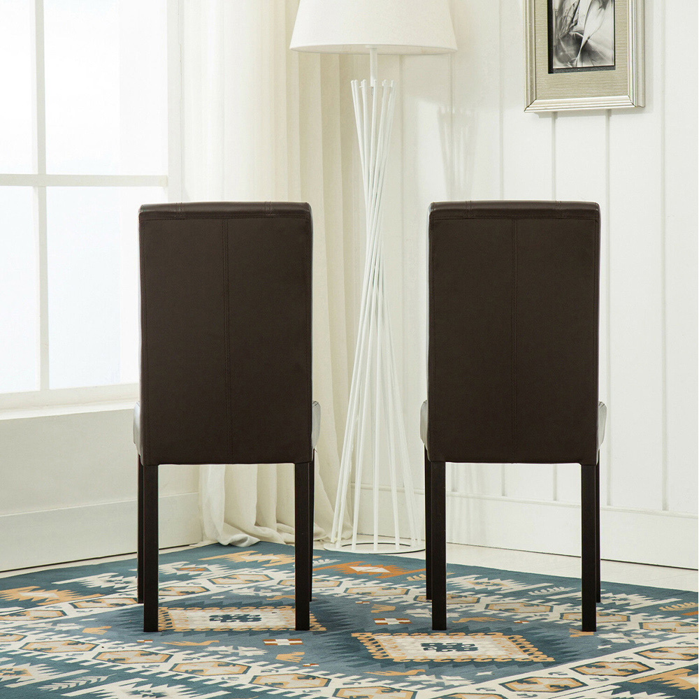 Set of 2 Brown Faux Leather Dining Chair Image 4