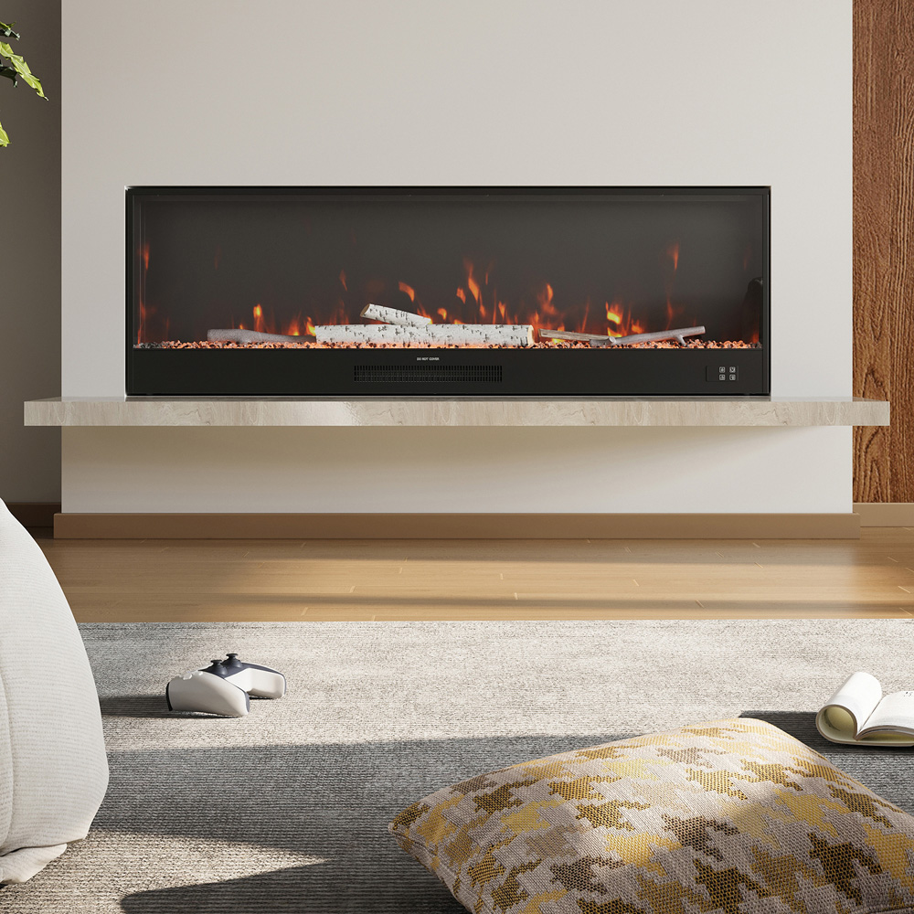 Living and Home Black Recessed Electric Fireplace with Remote Control Image 6
