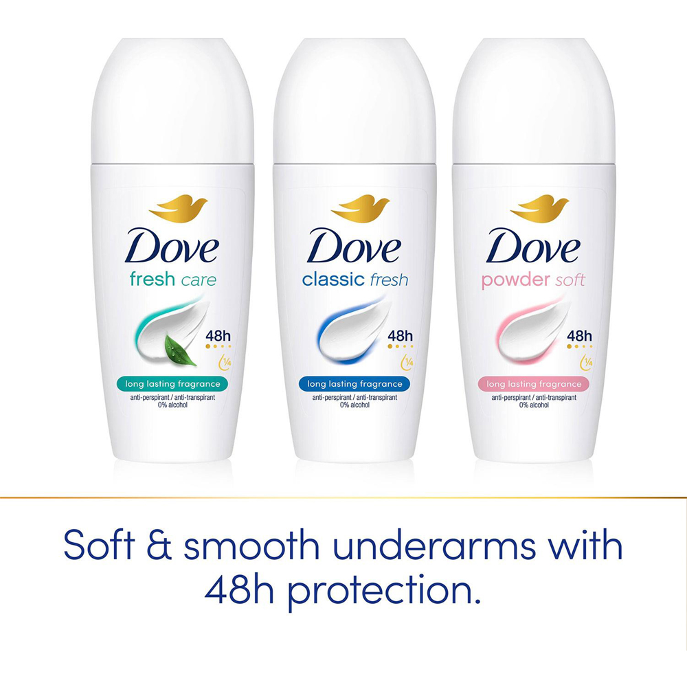 Dove Classic Fresh Anti-Perspirant Roll On 50ml 24 Pack Image 6