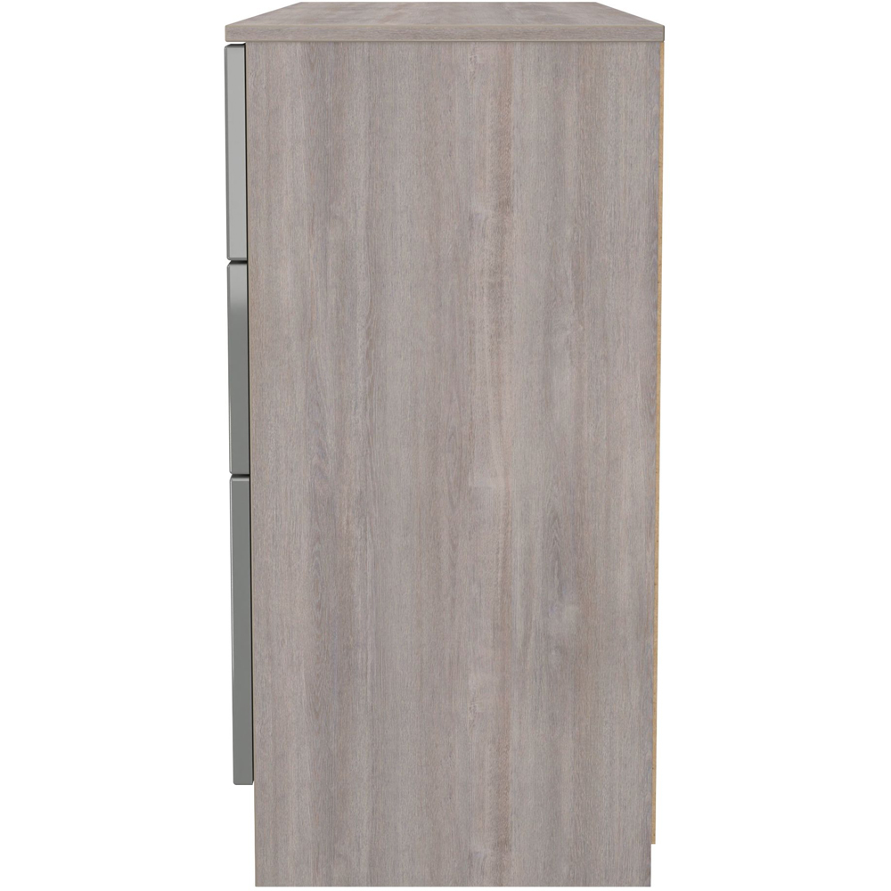 Crowndale Milan 6 Drawer Grey Gloss and Grey Oak Kneehole Desk Ready Assembled Image 3