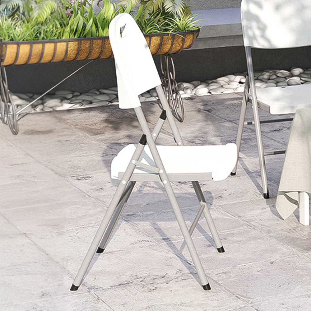 Outsunny White Folding Chair Set of 4 Image 3