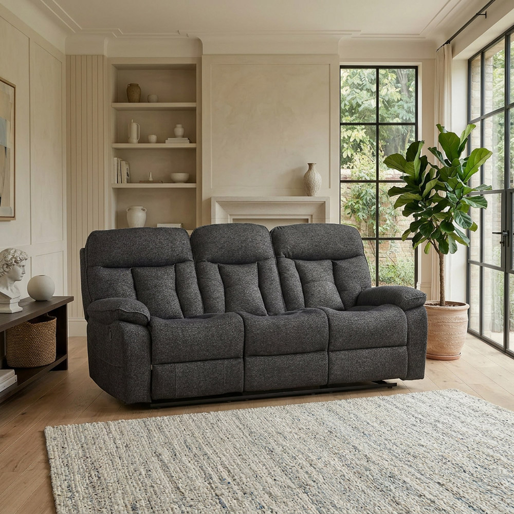 Parker Recliner Sofa Dark Grey 3 Seater Image 2